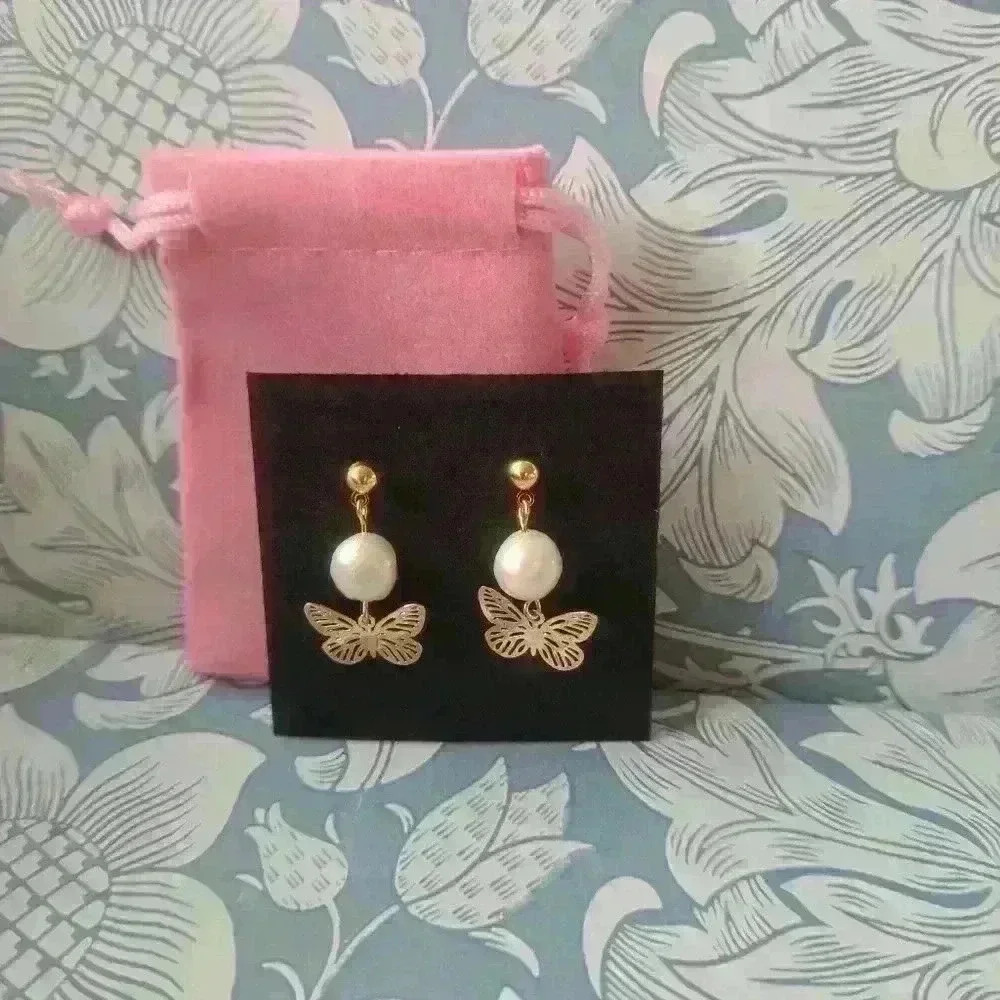 Freshwater pearl butterflies earrings - Picture 6 of 6